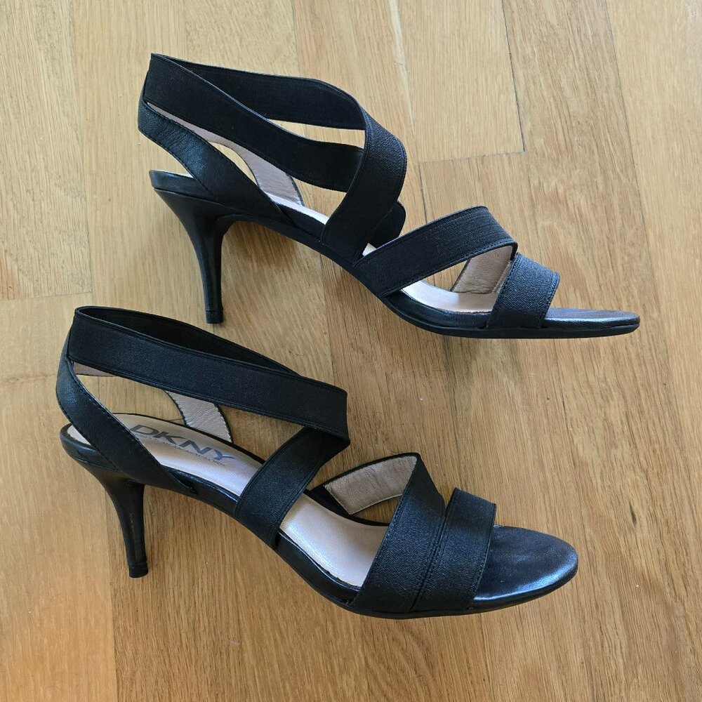 DKNY Black Strappy Heels - 2.5 inch - Size 7